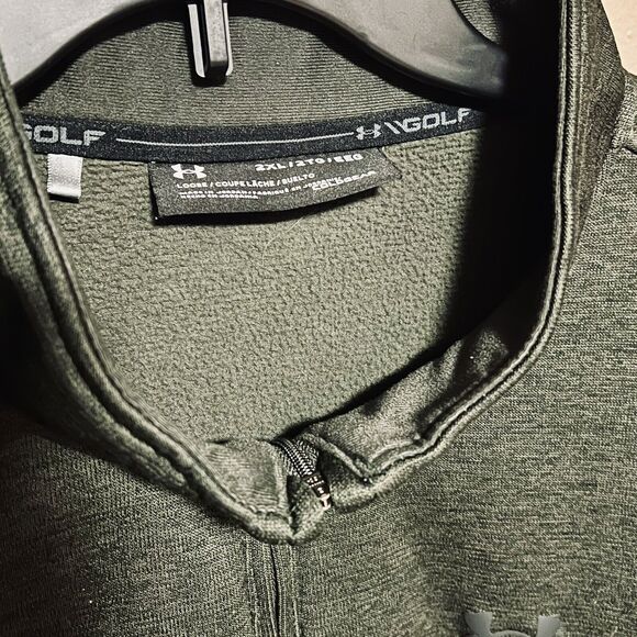 Under Armour 2XL XXL Cold Gear Golf Fleece Lined Men’s Pullover 1/4 Zip Green - Picture 2 of 8